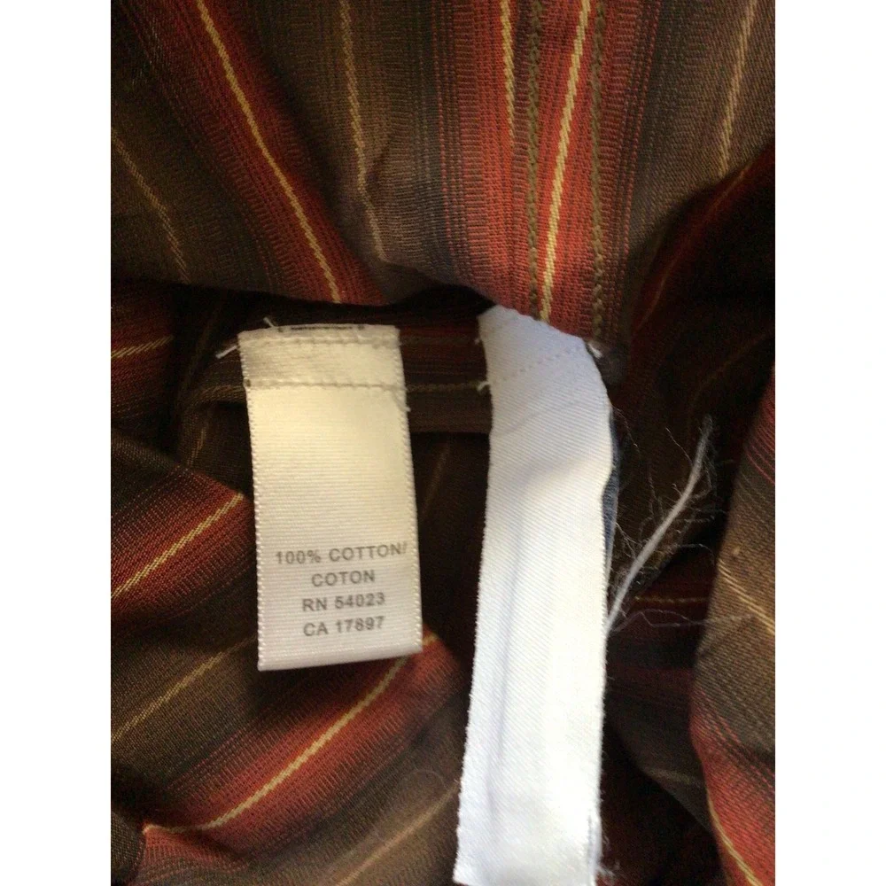 Banana Republic Mens Large Brown Red Striped French Cuff Button Down Shirt F05